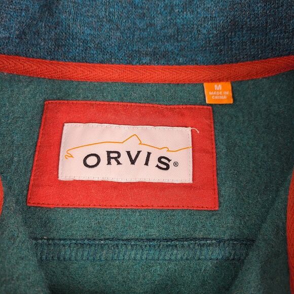 Orvis Vest Womens M Teal Blue/ Green Wool Blend Fleece Sweater Full Zip *read - Picture 2 of 14